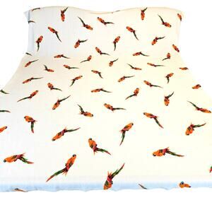 Parrot Bird Fabric Stretch Knit 51"x65" Tropical Print Lightweight Sewing Craft